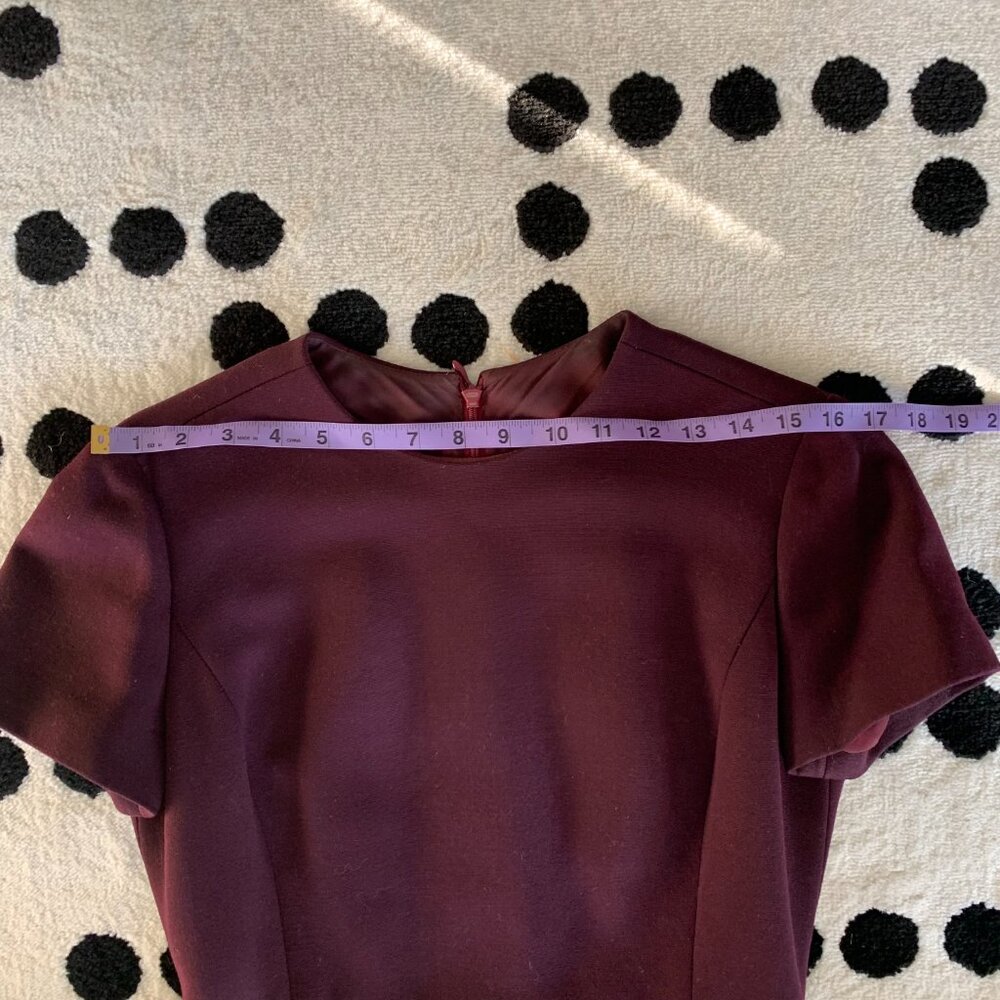 Vintage 60s Burgundy Black Faux Fur Trim 2 Pc Belted Dress Cropped Blazer Set - Picture 14 of 16